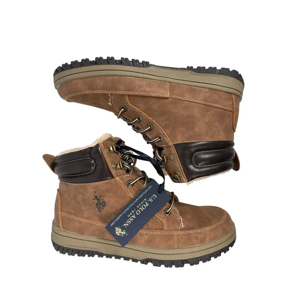 U.S. Polo Assn. Soren Casual Mid Boot‎ Mens 10 M Brown Faux Suede Lined Lace Up